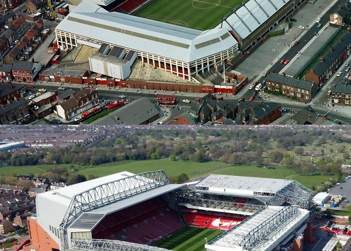 Anfield Anfield Stadium, Liverpool, England 1989 vs 2023 : r ... photo
